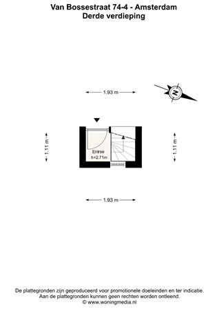 Floorplan - Van Bossestraat 74-4, 1051 KB Amsterdam